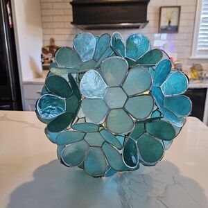 Pier 1 Imports Daisy Capiz Pendant Light in Aqua Teal Like New